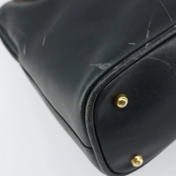 GUCCI Bamboo Hand Bag Leather 2way Navy Gold - Picture 11 of 16